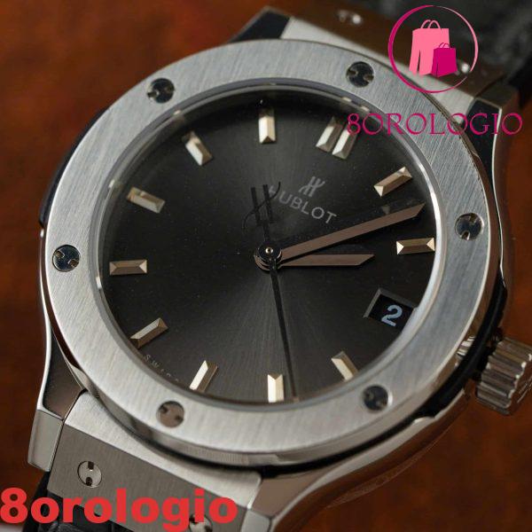 Replica Hublot Classic Fusion Titanio Quadrante Grigio Cinturino in Pelle Orologio Donna 33mm Orologio - immagine 4