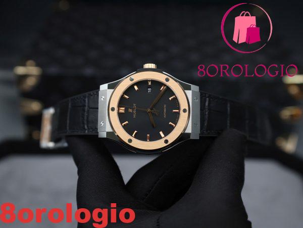 Hublot Classic Fusion Titanium King Gold Quadrante Nero Migliore Replica 42mm Orologio - immagine 4