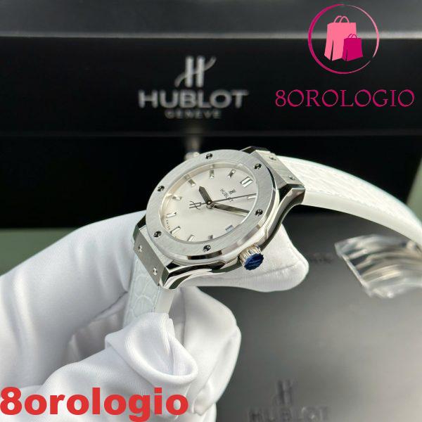 Hublot Classic Fusion Titanio Quadrante Bianco Quarzo Cinturino in Pelle Donna Replica 33mm Orologio - immagine 4