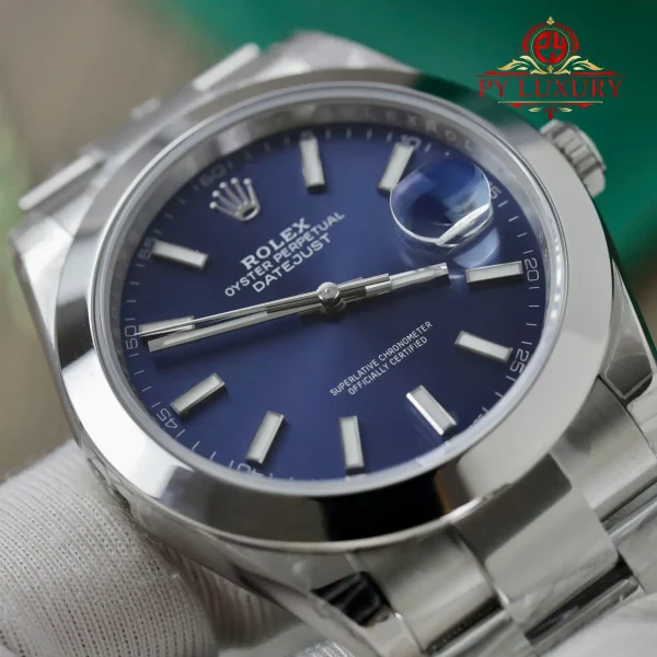 Rolex Datejust 126300 Quadrante Blu Lunetta Liscia Bracciale Oyster 1:1 Migliore Replica VSF 41mm Orologio - immagine 4