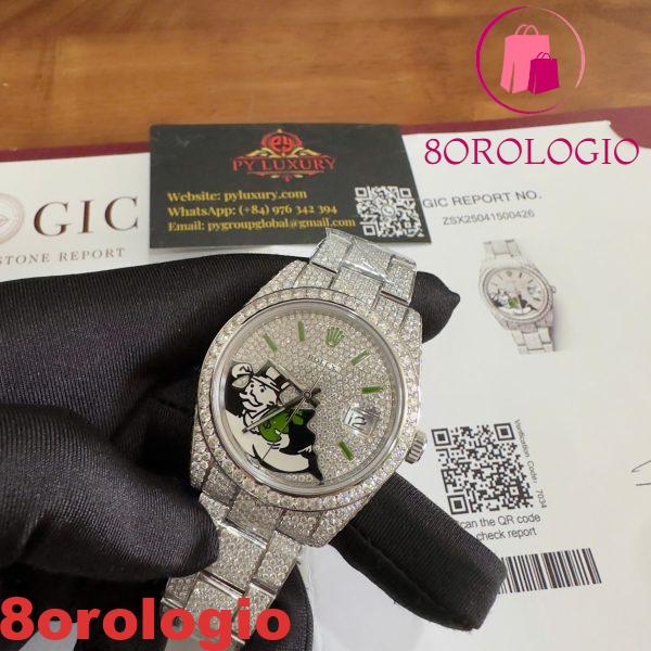 Rolex Datejust 126300 Bust Down Iced Out Diamanti di Moissanite Quadrante Monopoly Miglior Replica 41mm Orologio - immagine 8