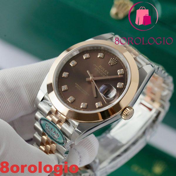 Rolex Datejust 126301-0004 Quadrante Cioccolato con Diamanti Bicolore Oro Rosa Lunetta Liscia Jubilee Miglior Replica 1:1 41mm Orologio - immagine 5