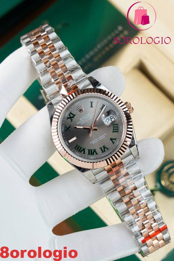 Rolex Datejust 126331 Bicolore 10K Oro Rosa Rivestito Quadrante Wimbledon Jubilee Replica 1:1 GMF 41mm Orologio - immagine 10