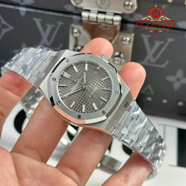 Audemars Piguet Royal Oak 15450ST Quadrante Grigio Bracciale in Acciaio Migliore Replica APS Factory 37mm Orologio - immagine 7