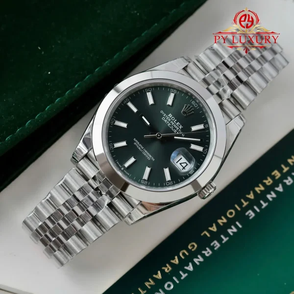 Rolex Datejust 126300 Quadrante Verde Menta Lunetta Liscia Bracciale Jubilee Migliore Replica VSF 41mm Orologio - immagine 6