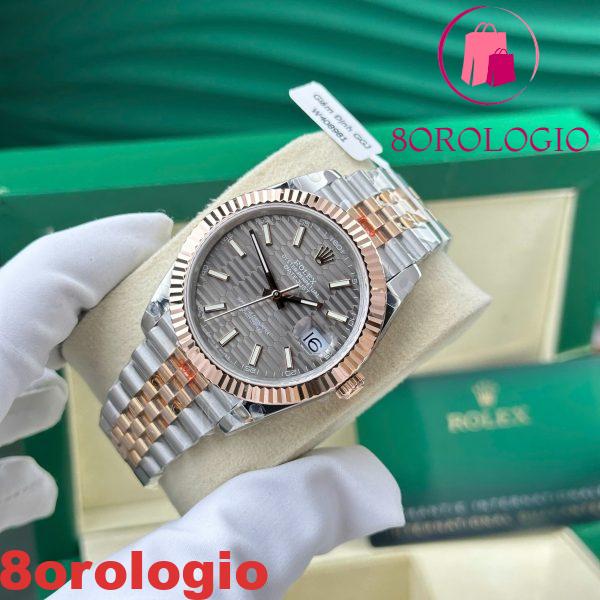 Rolex Datejust 126331 Bicolore Quadrante con Motivo Ardesia Indici 10K Everose Gold Wrapped Jubilee Miglior Replica 41mm Orologio - immagine 5