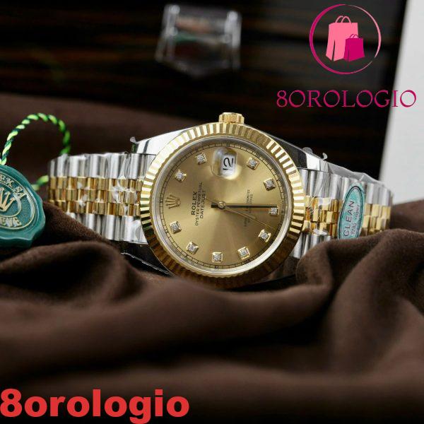 Rolex Datejust 126333 Due Toni Oro Giallo Quadrante Champagne con Diamanti Jubilee Miglior Replica Clean Factory 41mm Orologio - immagine 5