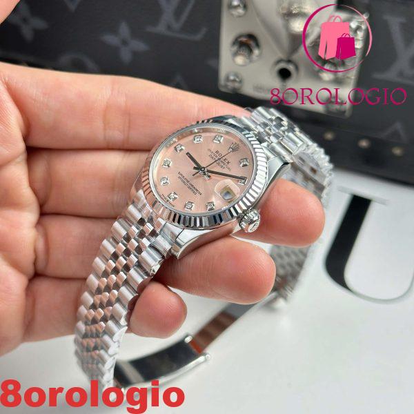 Rolex Datejust 278274 Quadrante Rosa con Diamanti Lunetta Zigrinata Bracciale Jubilee Migliore Replica THB 31mm Orologio - immagine 8