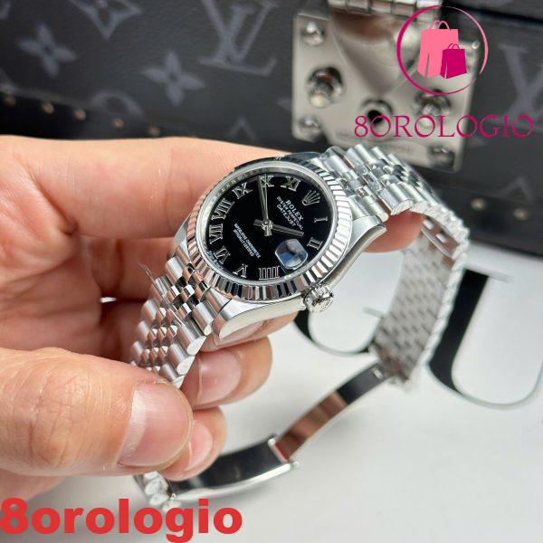 Replica Rolex Datejust 278274-0002 Quadrante Nero Romano Lunetta Zigrinata Bracciale Jubilee Migliore THB 31mm Orologio - immagine 8