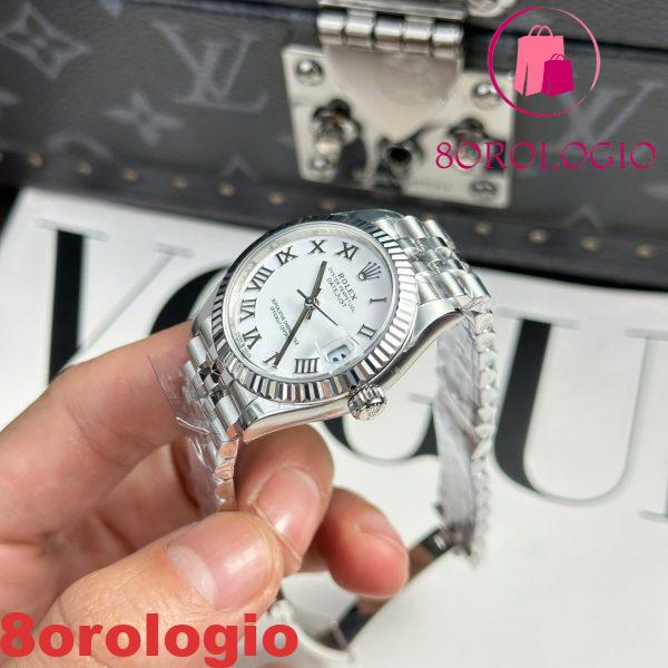 Rolex Datejust 278274-0010 Quadrante Bianco Numeri Romani Ghiera Zigrinata Bracciale Jubilee Miglior Replica THB 31mm Orologio - immagine 8