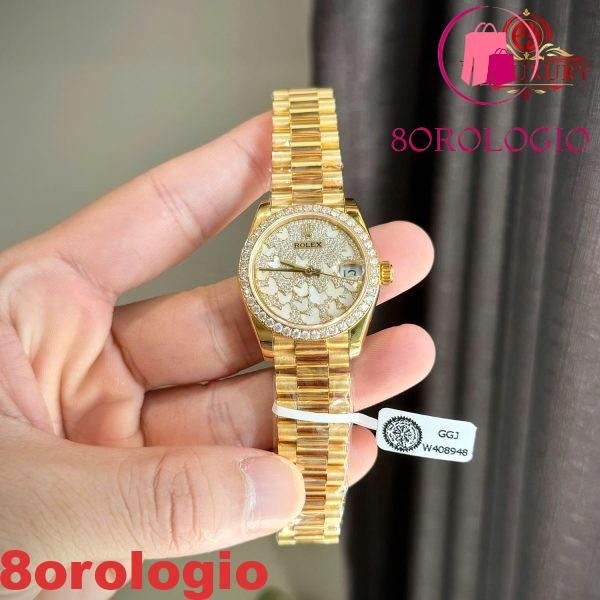 Rolex Datejust 278288PAVEO Quadrante con Farfalle in Madreperla 31mm con Ghiera in Oro 18K e Moissanite Migliore Replica Orologio - immagine 4