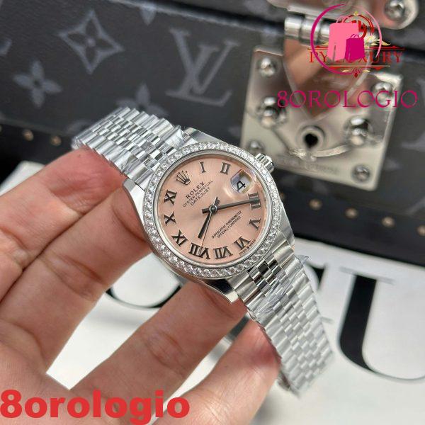 Replica Rolex Datejust 278384RBR Quadrante Romano Rosa Lunetta in Diamanti Bracciale Jubilee 31mm 1:1 Migliore THB Orologio - immagine 7
