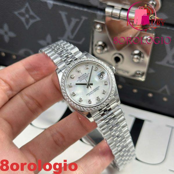 Replica migliore 1:1 Rolex Datejust 278384RBR Quadrante in Madreperla Bianca Lunetta con Diamanti Bracciale Jubilee 31mm THB Orologio - immagine 7