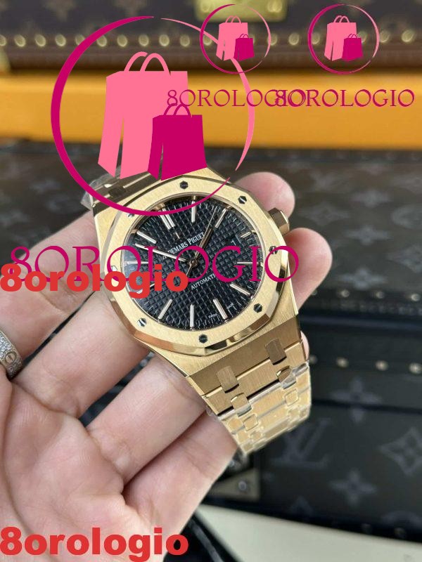 Audemars Piguet Royal Oak 15400OR Oro Rosa Quadrante Nero Replica 41mm Orologio - immagine 4