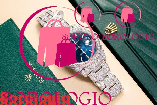 Replica di Alta Qualità Rolex Datejust 41 Quadrante Blu Iced Out Moissanite 41mm Orologio - immagine 5
