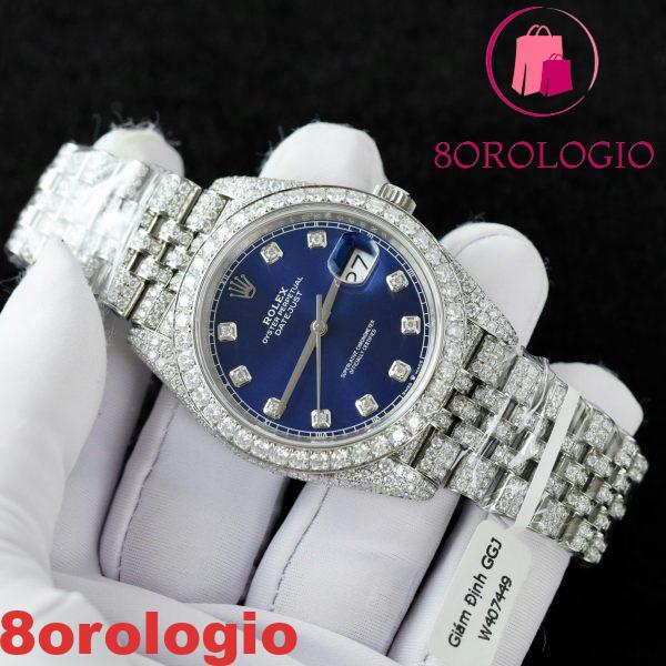Rolex Datejust 41 Quadrante Blu Diamanti Jubilee Iced Out Moissanite Migliore Replica 41mm Orologio - immagine 9