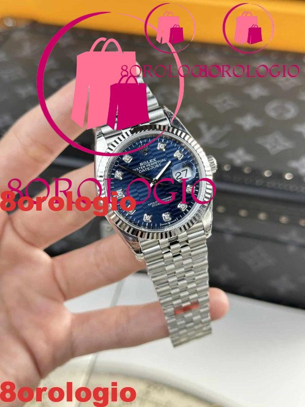 Rolex Datejust Quadrante Blu con Motivo Diamanti Jubilee Alta Qualità Replica 36mm Orologio - immagine 7