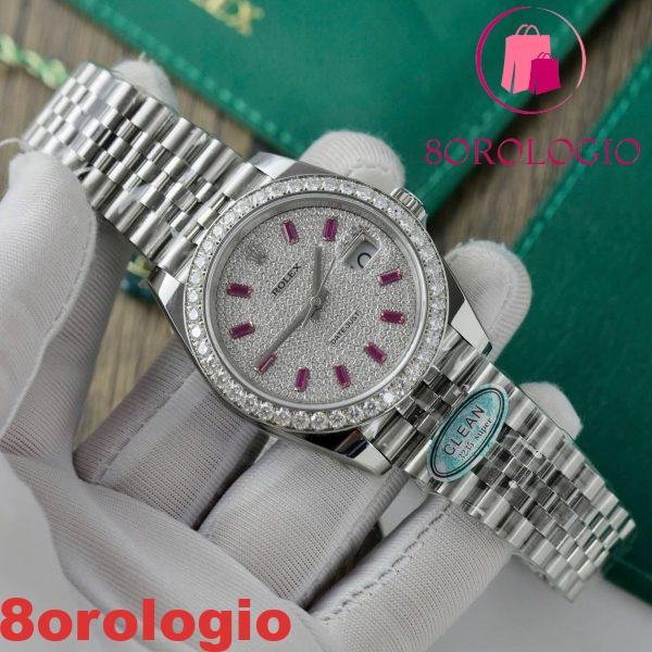 Rolex Datejust Personalizzato Moissanite su Quadrante e Lunetta Migliore Replica 41mm Orologio - immagine 8