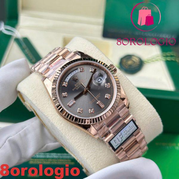 Rolex Day-Date 128235-0050 Oro Rosa Quadrante Grigio Ardesia con Diamanti 158g Replica di Alta Qualità QF 36mm Orologio - immagine 5