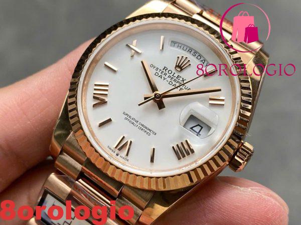 Replica Rolex Day-Date 128235-0070 Oro Rosa Quadrante Bianco 158g Super Clone QF 36mm Orologio - immagine 5