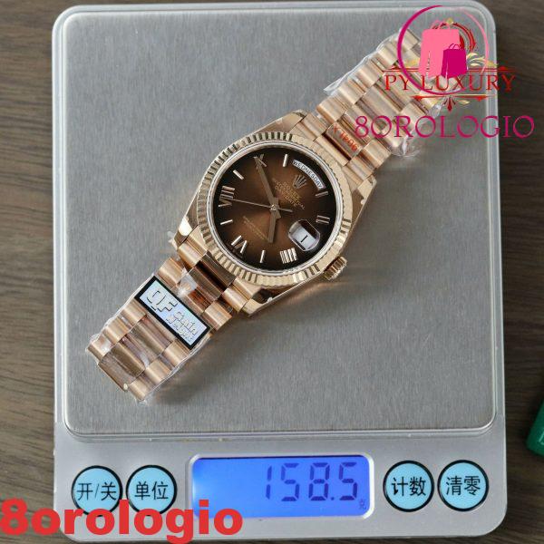 Rolex Day-Date 128235-0075 Quadrante Roman Ombré Marrone 158g Migliore Replica QF 36mm Orologio - immagine 6