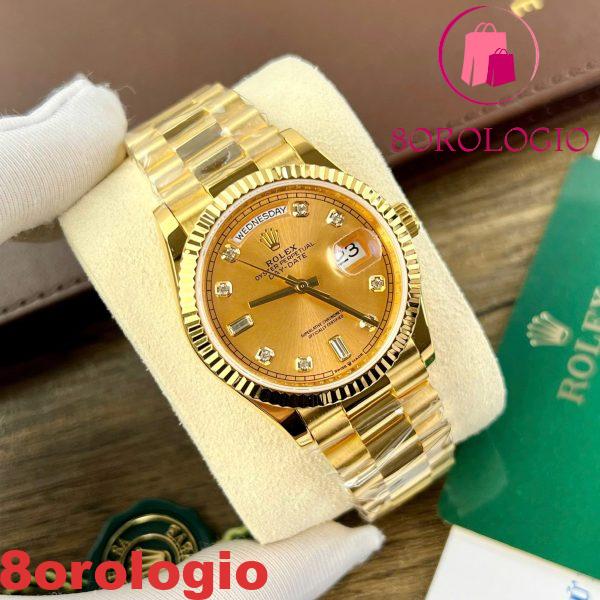 Rolex Day-Date 128238-0008 Quadrante Champagne con Diamanti 18K Oro Giallo Placcato 1:1 Replica GMF 36mm Orologio - immagine 4