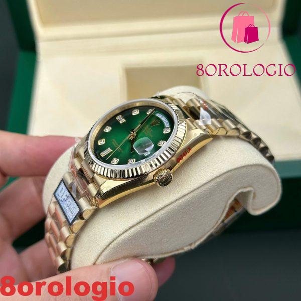 Replica Rolex Day-Date 128238-0069 Oro Giallo Quadrante Verde Ombré con Diamanti 158g Super Clone QF 36mm Orologio - immagine 4