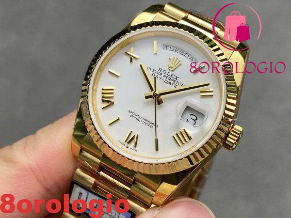 Rolex Day-Date 128238-0113 Oro Giallo Quadrante Bianco 158g 1:1 Migliore Replica QF 36mm Orologio - immagine 5