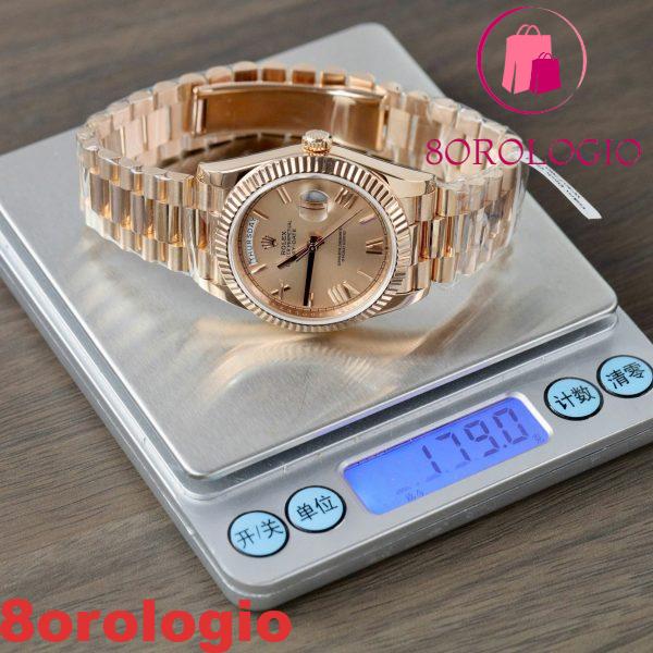 Rolex Day-Date 228235 Quadrante Rosa Romano 18K Gold Wrapped Miglior Replica V3 GMF 40mm Orologio - immagine 4