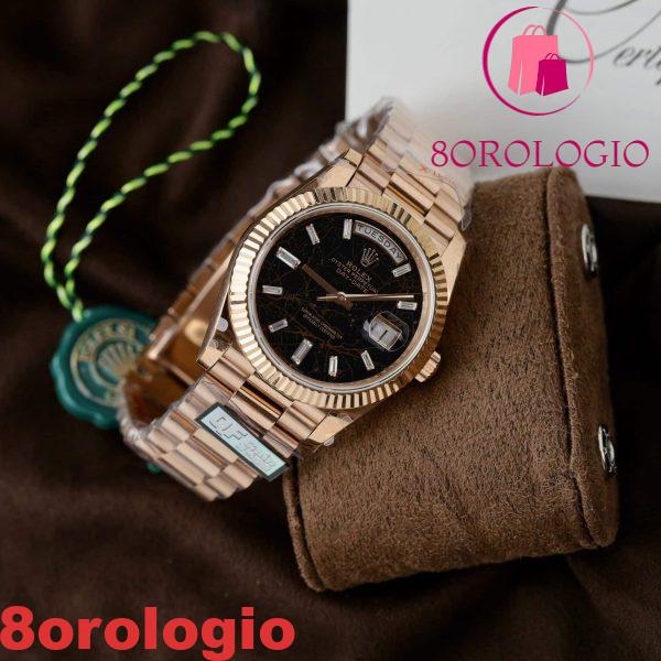Replica Rolex Day-Date 228235 Oro Rosa Einsenkiesel Quadrante Baguette 186g Migliore Replica Q Factory 40mm Orologio - immagine 8