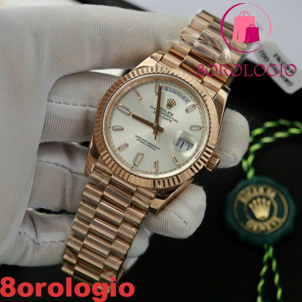 Replica Rolex Day-Date 228235 Sundust con Quadrante Baguette Diamante 18K Oro Rosa V3 GMF 40mm Migliore Orologio - immagine 5