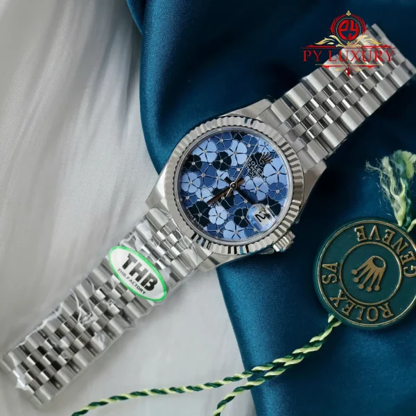 Replica Rolex Datejust 278274 Quadrante Motivo Floreale Blu Bracciale Jubilee 1:1 Migliore THB 31mm Orologio - immagine 5
