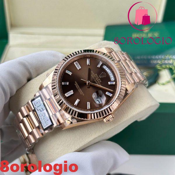 Rolex Day-Date 228235-0003 Quadrante Cioccolato con Diamanti Oro Rosa 186g Migliore Replica Q Factory 40mm Orologio - immagine 6