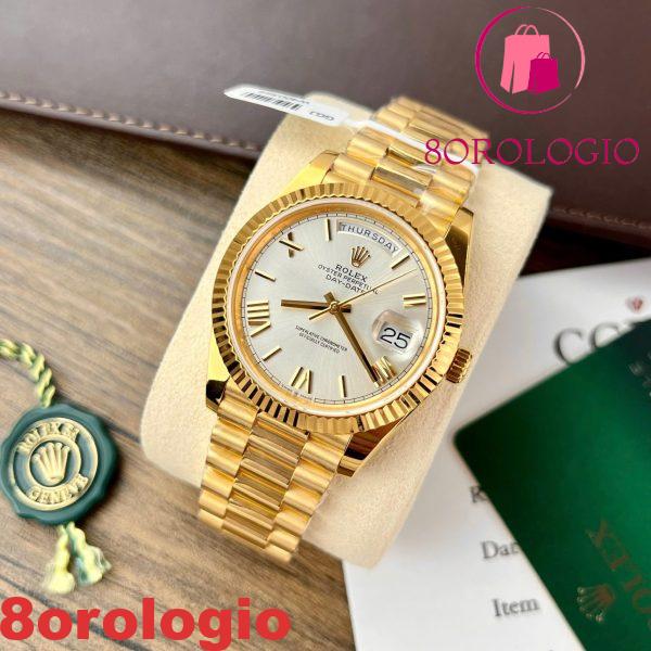 Rolex Day-Date 228238-0002 Quadrante Argento con Indici Romani Placcato in Oro 18K Miglior Replica V3 GMF 40mm Orologio - immagine 5