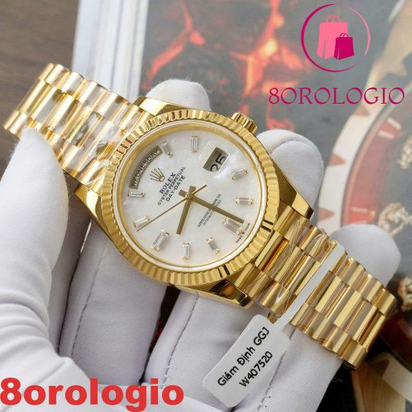 Rolex Day-Date 228238-0071 MOP Baguette Moissanite Indici Quadrante Rivestito in Oro Giallo 18K GMF V3 Migliore Replica 40mm Orologio - immagine 8