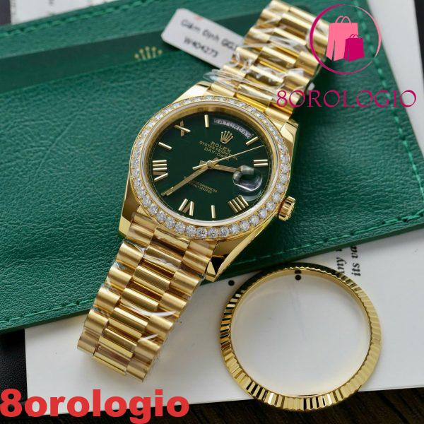 Replica 1:1 GMF V3 Rolex Day-Date 228348RBR Quadrante Verde Pastello 18k Oro Placcato con Ghiera in Moissanite 40mm Orologio - immagine 4