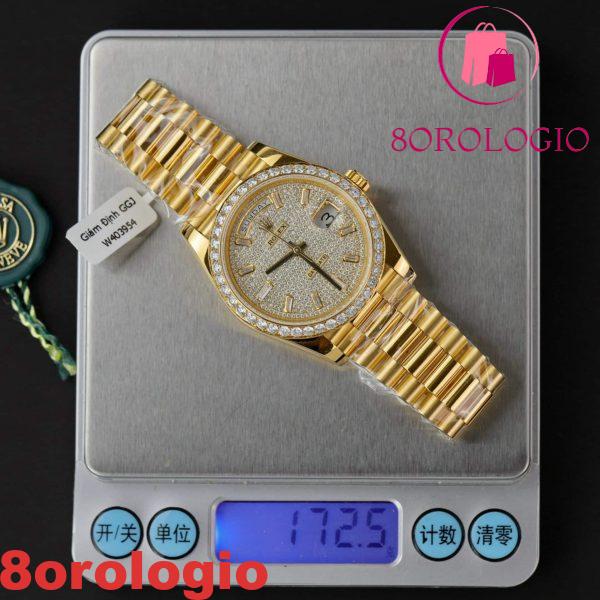 Rolex Day-Date 228348RBR-0037 Quadrante Pavé di Diamanti 18k Oro Avvolto Replica Personalizzata Moissanite GMF V3 Super Clone 40mm Orologio - immagine 7
