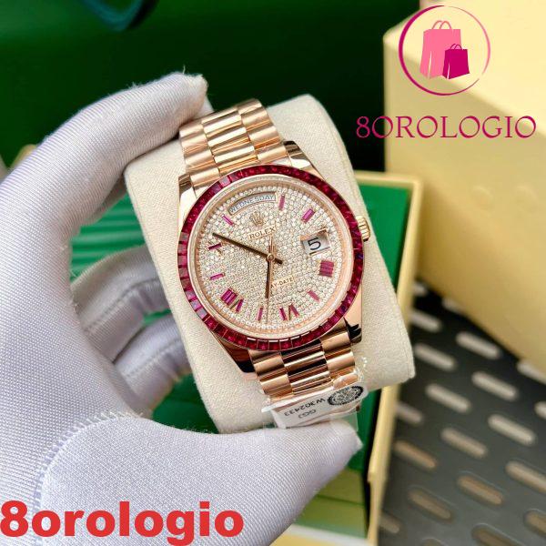 Rolex Day-Date 228398TRU 18K Gold Wrapped Quadrante in Moissanite Replica con Ghiera in Rubino GMF V3 Super Clone 40mm Orologio - immagine 6