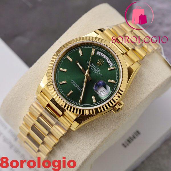 Replica Rolex Day-Date 36 mm Quadrante Verde Luminoso in Oro Giallo 18K  Orologio - immagine 7