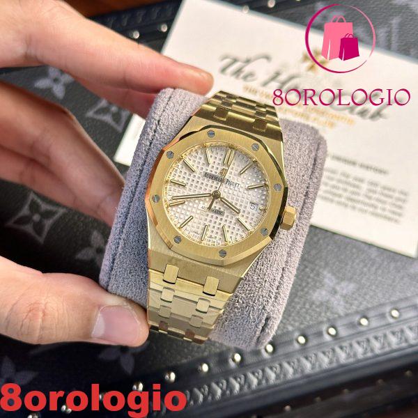 Audemars Piguet Royal Oak 15450BA Oro Giallo Quadrante Bianco Replica IP Factory 37mm Orologio - immagine 5