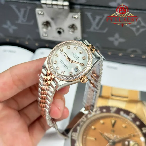 Rolex Datejust 278381RBR-0026 Bicolore Oro Rosa Quadrante Madreperla Diamanti Lunetta Diamanti Bracciale Jubilee Replica 1:1 THBF 31mm Orologio - immagine 7