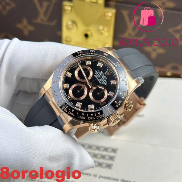 Rolex Cosmograph Daytona 116515LN Oro Rosa Quadrante Nero con Diamanti Cinturino Oysterflex 1:1 Migliore Replica Clean Factory 40mm Orologio - immagine 7