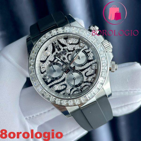 Rolex Daytona 'Eye Of The Tiger' 116589TBR Custom Moissanite Cinturino in Gomma Migliore Replica 40mm Orologio - immagine 5