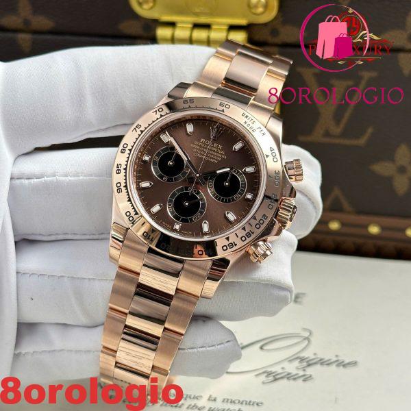 Rolex Daytona 116505 Quadrante Cioccolato Oro Rosa 18K Bracciale Oyster Rivestito Replica 1:1 Super Clone 40mm Orologio - immagine 9