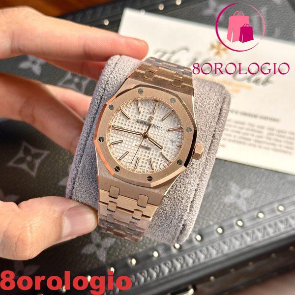 Audemars Piguet Royal Oak 15450OR Oro Rosa Quadrante Bianco Replica IP Factory 37mm Orologio - immagine 5