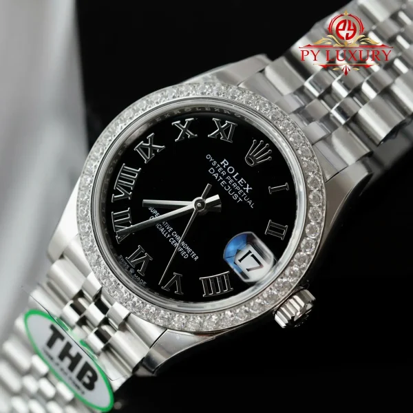 Replica migliore Rolex Datejust 278384RBR Quadrante Nero Romano Lunetta con Diamanti Bracciale Jubilee THB 31mm Orologio - immagine 5