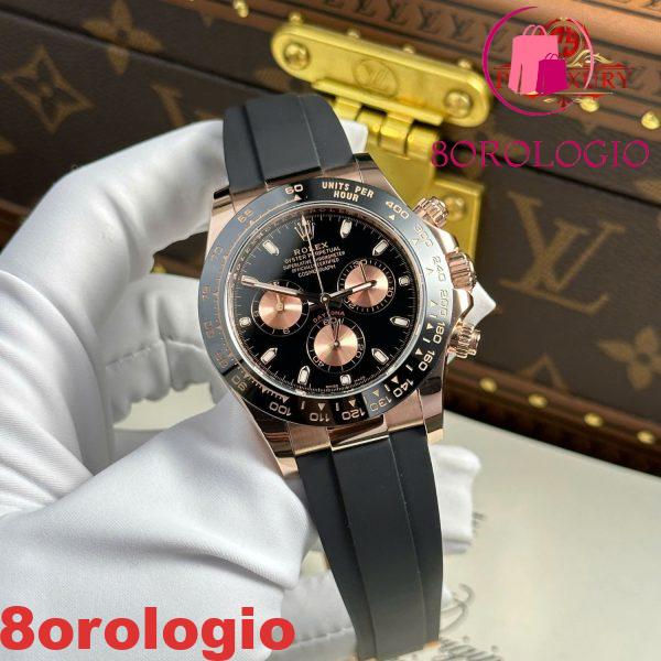 Rolex Daytona 116515LN Quadrante Nero Oro Rosa 18K Wrapped Oysterflex 1:1 Migliore Replica 40mm Orologio - immagine 9