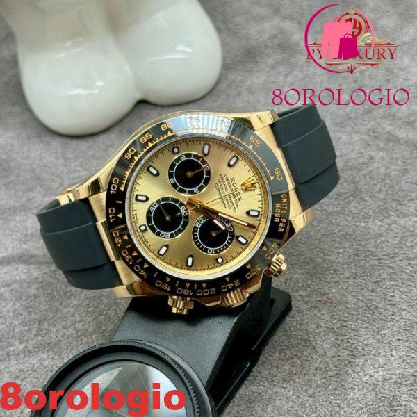 Rolex Daytona 116518 Pikachu replica in oro massiccio 18K con cinturino in gomma Oysterflex 40mm Orologio - immagine 4