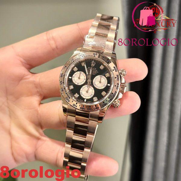 Rolex Daytona 126505-0002 Quadrante Nero e Sundust con Diamanti Bracciale Oyster Placcato Oro 18K Replica Super Clone 1:1 40mm Orologio - immagine 4