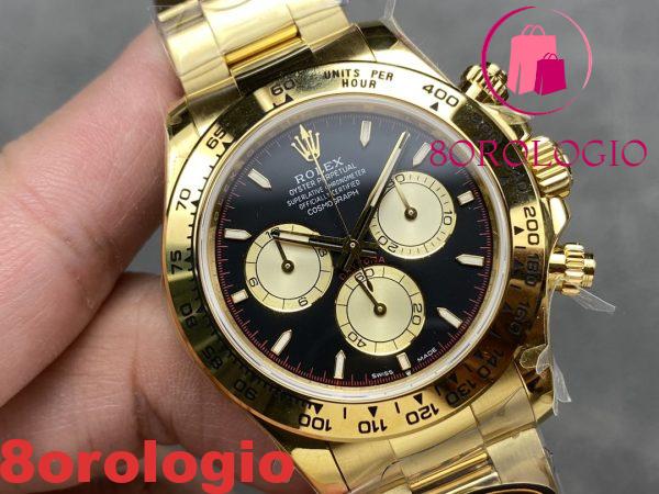 Rolex Daytona 126508-0002 Oro Giallo Quadrante Nero e Colore Champagne 180g Replica di Alta Qualità QF 40mm Orologio - immagine 5